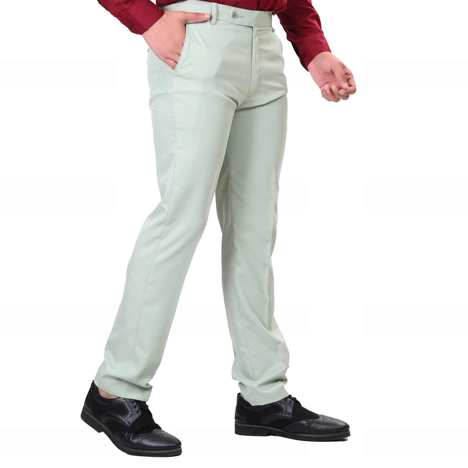 Buy Men Green Slim Fit Solid Casual Trousers Online - 601444 | Allen Solly