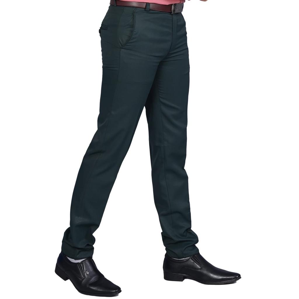 Buy Men Green Solid Slim Fit Formal Trousers Online - 707689 | Peter England